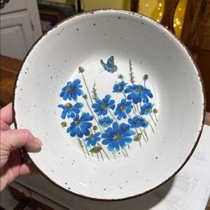 Floral Blue and Stonehenge serving bowl! Beautiful!